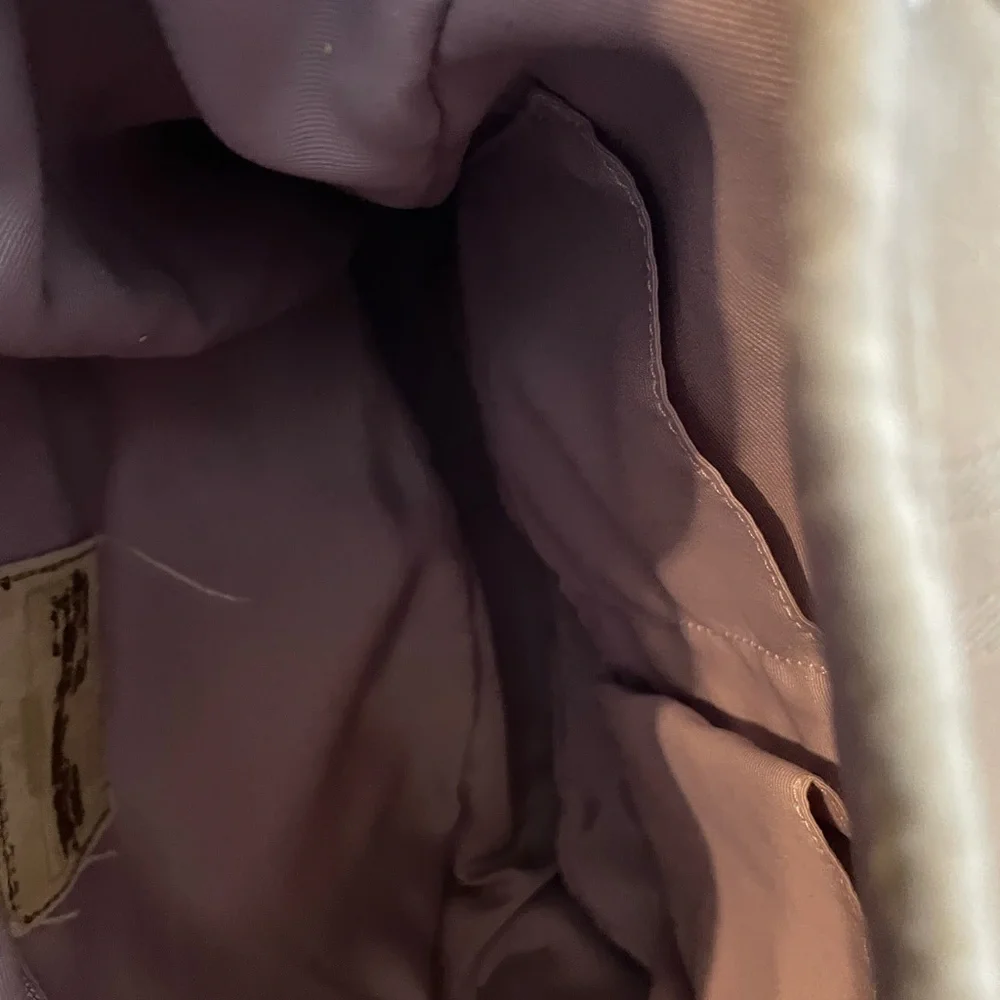 Coach Beige Signature Nylon Backpack with Leather Trim - Picture 5 of 9